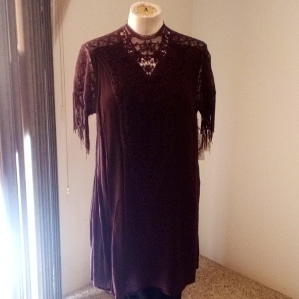 New dark wine dress amazing detail new with tags